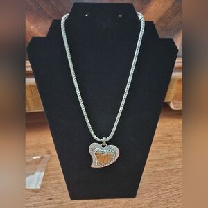 Chico's Two-Tone Heart Pendant Necklace — Silver and Gold Accents